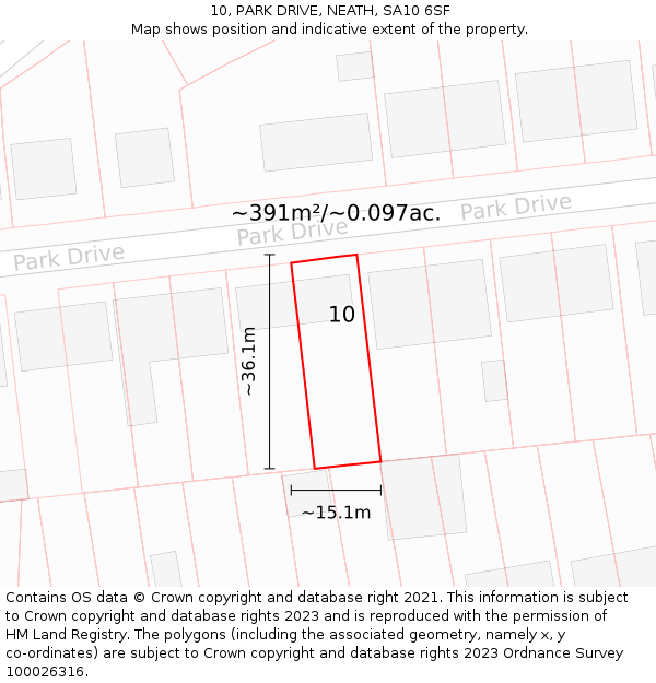 10, PARK DRIVE, NEATH, SA10 6SF: Plot and title map