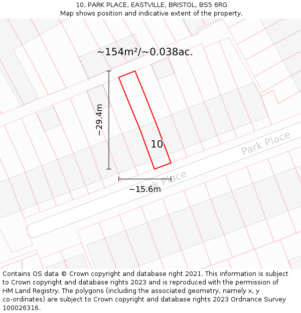 10, PARK PLACE, EASTVILLE, BRISTOL, BS5 6RG: Plot and title map