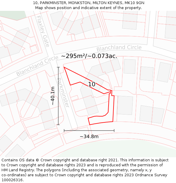 10, PARKMINSTER, MONKSTON, MILTON KEYNES, MK10 9GN: Plot and title map