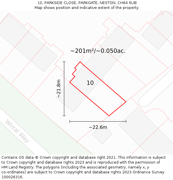 10, PARKSIDE CLOSE, PARKGATE, NESTON, CH64 6UB: Plot and title map