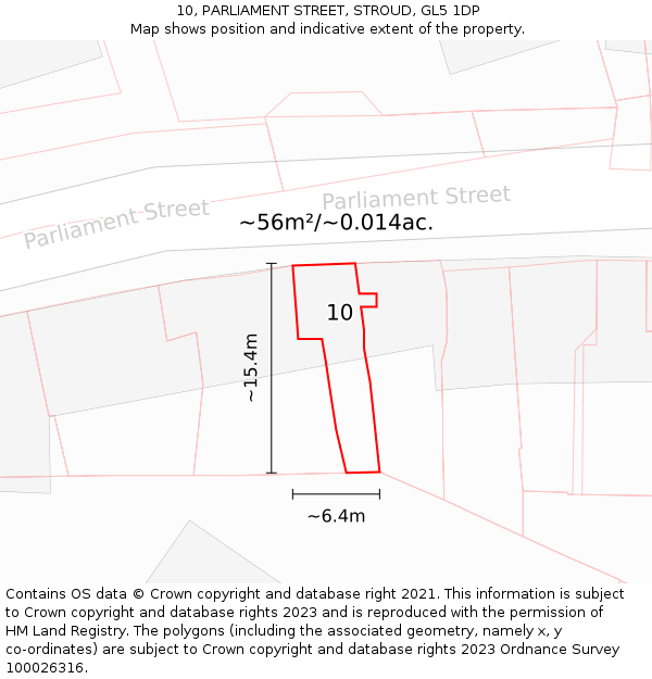 10, PARLIAMENT STREET, STROUD, GL5 1DP: Plot and title map