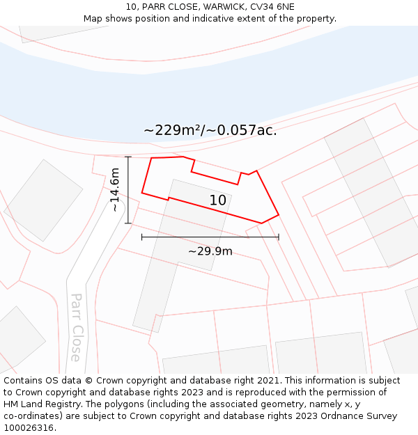 10, PARR CLOSE, WARWICK, CV34 6NE: Plot and title map