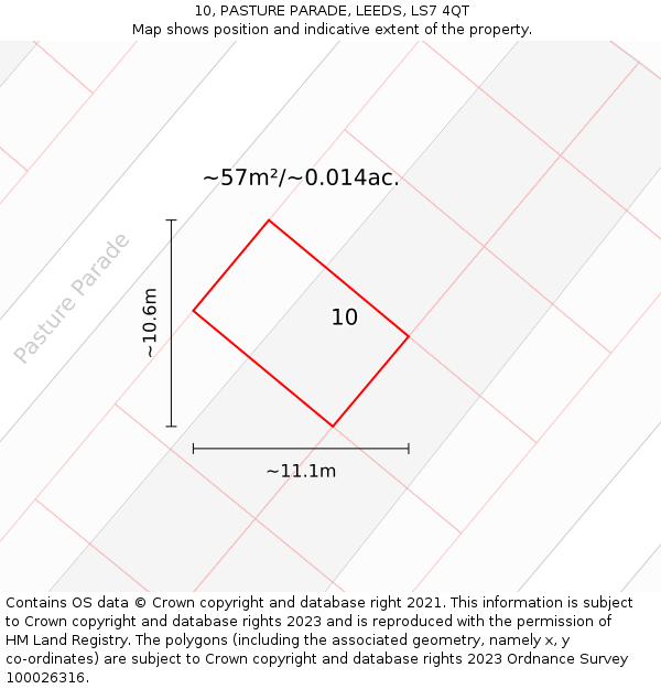 10, PASTURE PARADE, LEEDS, LS7 4QT: Plot and title map