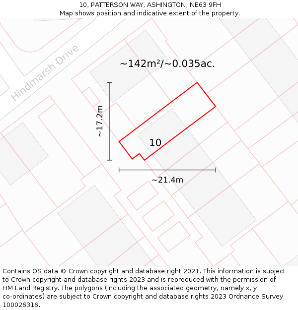 10, PATTERSON WAY, ASHINGTON, NE63 9FH: Plot and title map