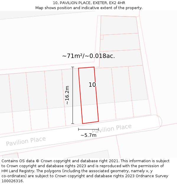 10, PAVILION PLACE, EXETER, EX2 4HR: Plot and title map