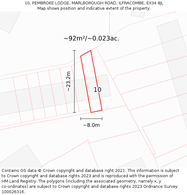 10, PEMBROKE LODGE, MARLBOROUGH ROAD, ILFRACOMBE, EX34 8JL: Plot and title map