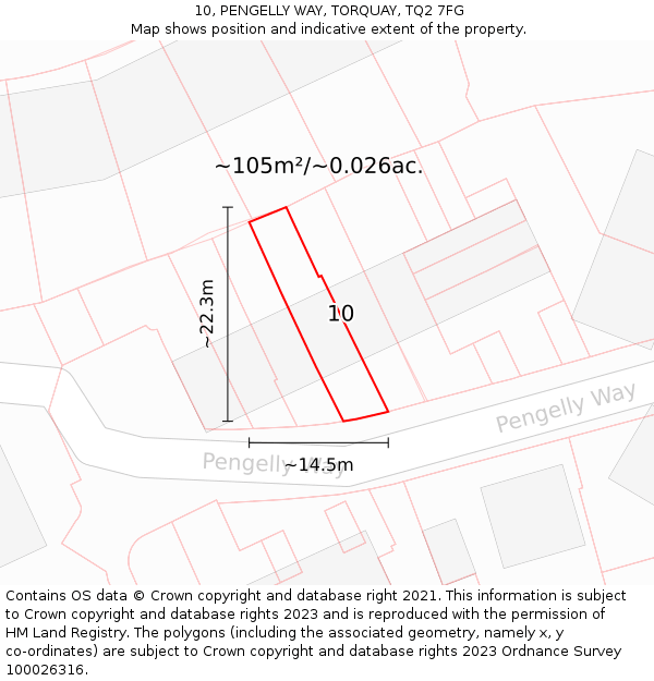 10, PENGELLY WAY, TORQUAY, TQ2 7FG: Plot and title map