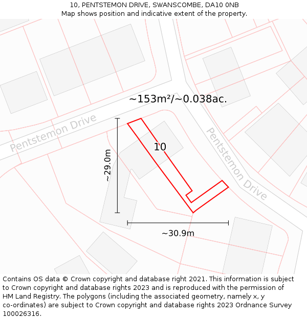 10, PENTSTEMON DRIVE, SWANSCOMBE, DA10 0NB: Plot and title map