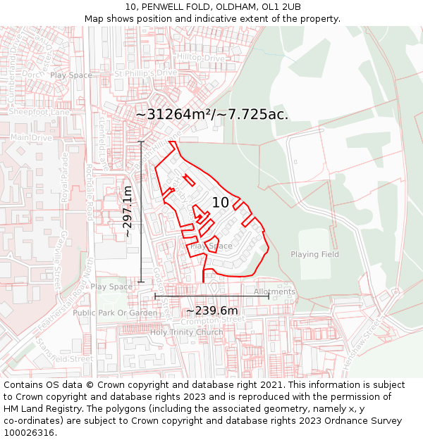 10, PENWELL FOLD, OLDHAM, OL1 2UB: Plot and title map