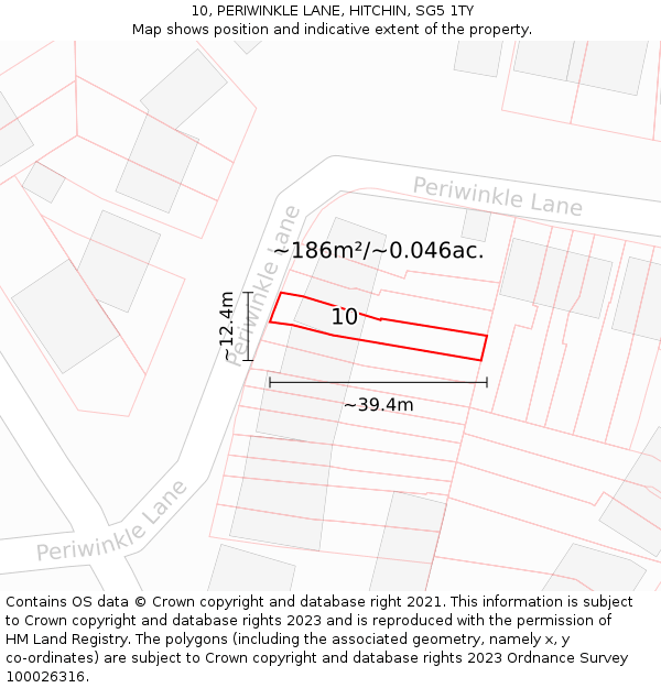 10, PERIWINKLE LANE, HITCHIN, SG5 1TY: Plot and title map