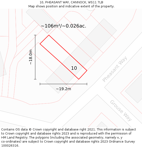 10, PHEASANT WAY, CANNOCK, WS11 7LB: Plot and title map
