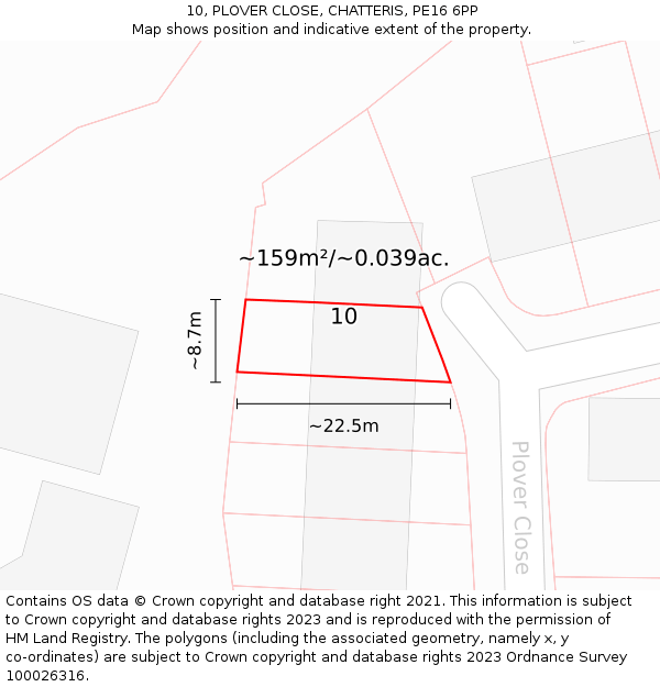 10, PLOVER CLOSE, CHATTERIS, PE16 6PP: Plot and title map