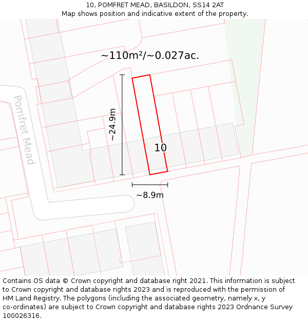 10, POMFRET MEAD, BASILDON, SS14 2AT: Plot and title map