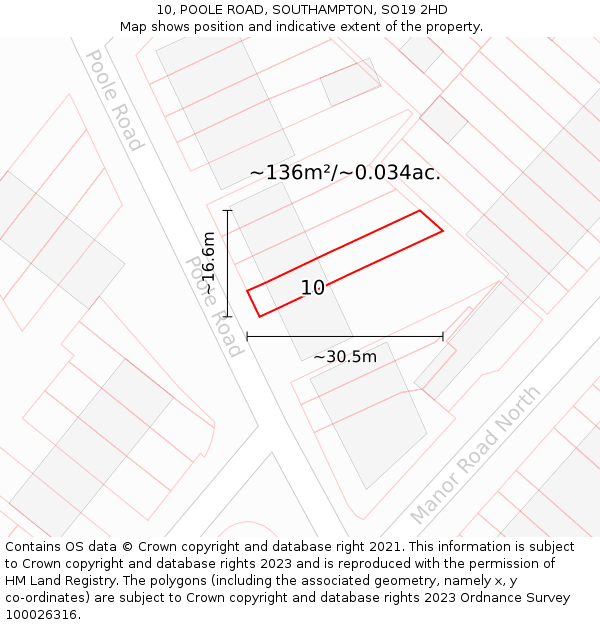 10, POOLE ROAD, SOUTHAMPTON, SO19 2HD: Plot and title map