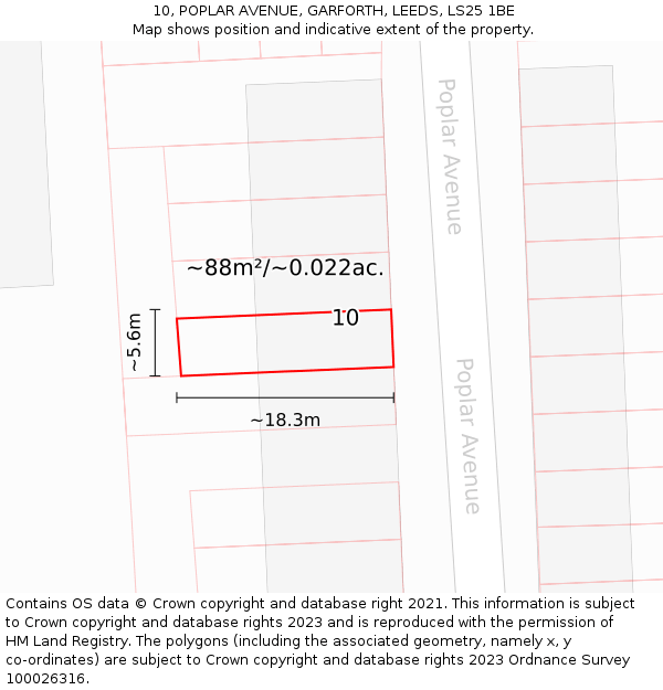 10, POPLAR AVENUE, GARFORTH, LEEDS, LS25 1BE: Plot and title map