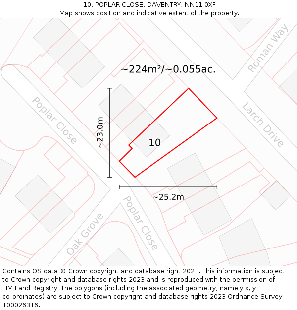 10, POPLAR CLOSE, DAVENTRY, NN11 0XF: Plot and title map