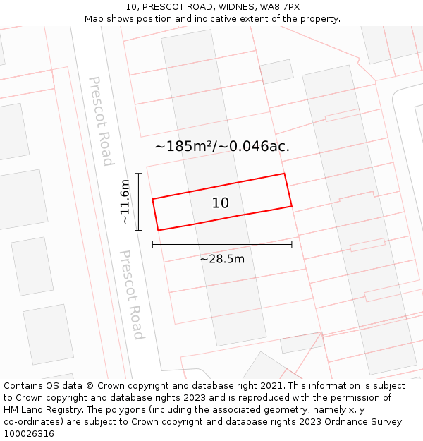 10, PRESCOT ROAD, WIDNES, WA8 7PX: Plot and title map