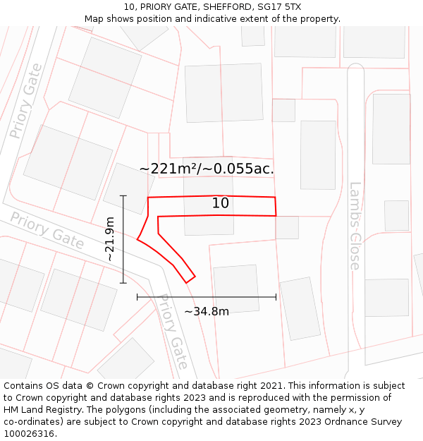 10, PRIORY GATE, SHEFFORD, SG17 5TX: Plot and title map