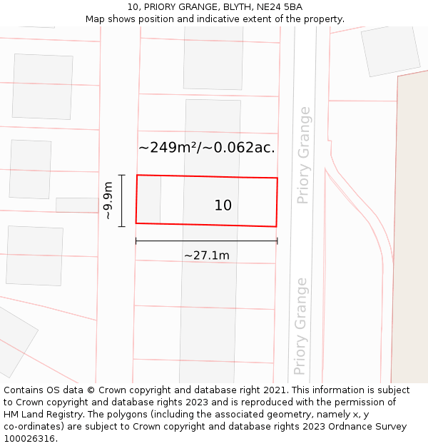 10, PRIORY GRANGE, BLYTH, NE24 5BA: Plot and title map