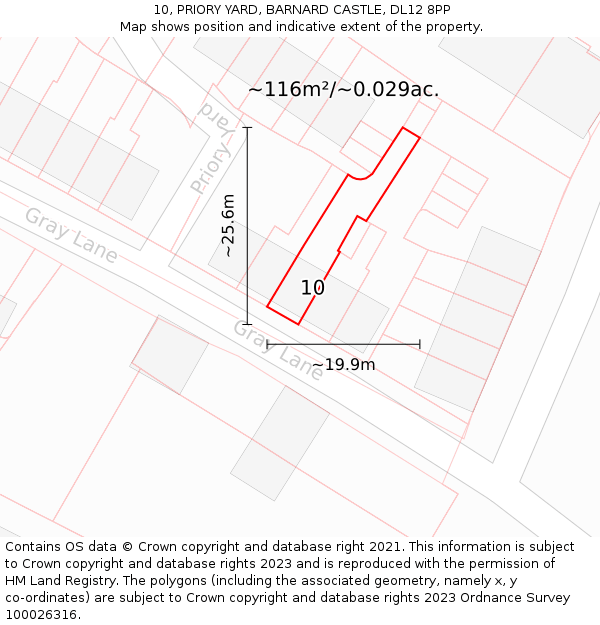 10, PRIORY YARD, BARNARD CASTLE, DL12 8PP: Plot and title map