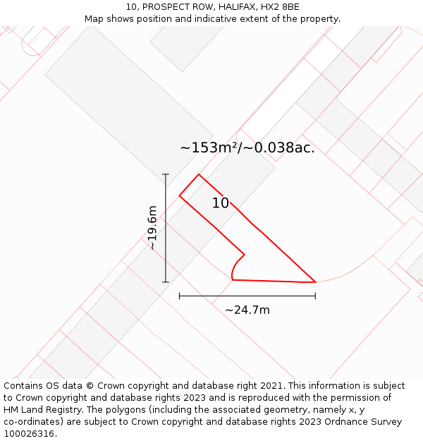 10, PROSPECT ROW, HALIFAX, HX2 8BE: Plot and title map