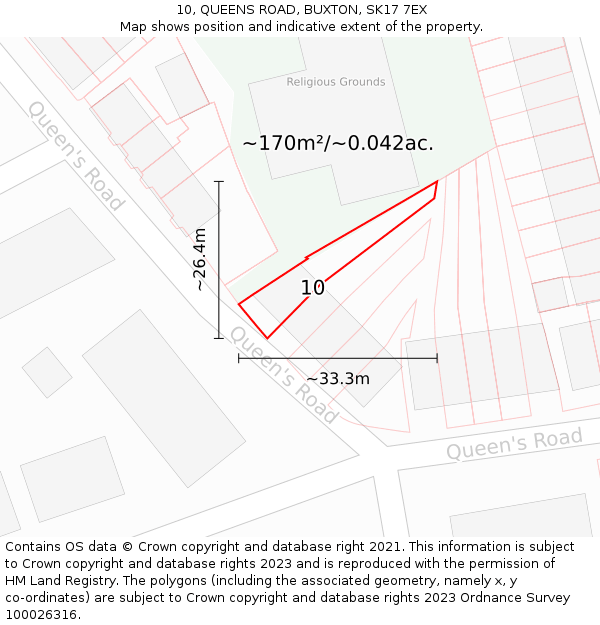 10, QUEENS ROAD, BUXTON, SK17 7EX: Plot and title map