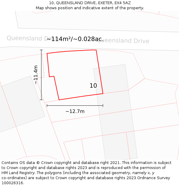 10, QUEENSLAND DRIVE, EXETER, EX4 5AZ: Plot and title map