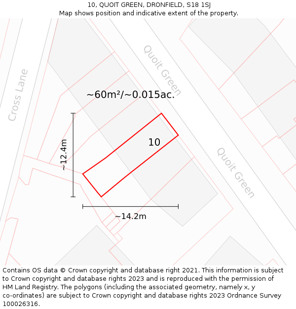 10, QUOIT GREEN, DRONFIELD, S18 1SJ: Plot and title map