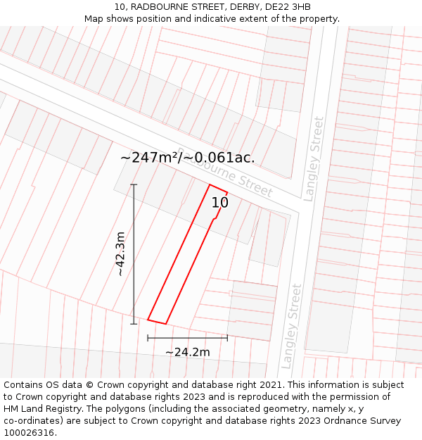 10, RADBOURNE STREET, DERBY, DE22 3HB: Plot and title map
