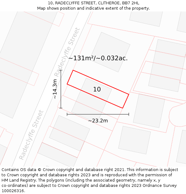 10, RADECLYFFE STREET, CLITHEROE, BB7 2HL: Plot and title map