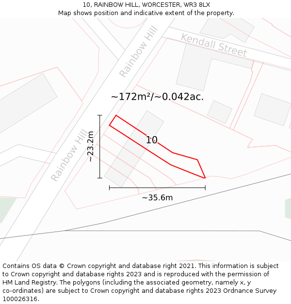 10, RAINBOW HILL, WORCESTER, WR3 8LX: Plot and title map