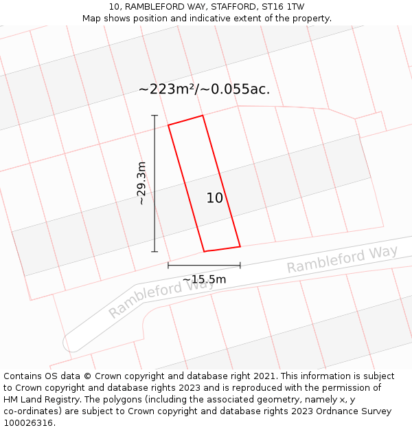 10, RAMBLEFORD WAY, STAFFORD, ST16 1TW: Plot and title map