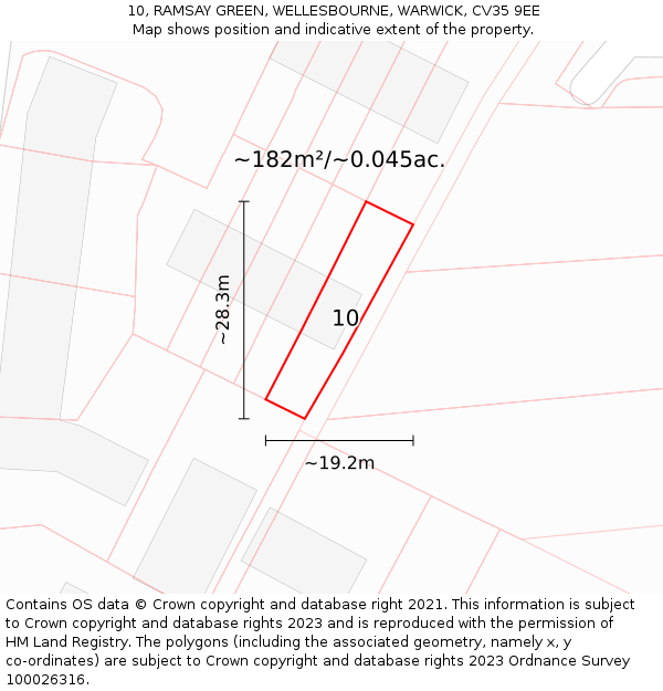 10, RAMSAY GREEN, WELLESBOURNE, WARWICK, CV35 9EE: Plot and title map