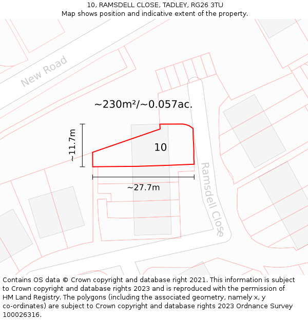10, RAMSDELL CLOSE, TADLEY, RG26 3TU: Plot and title map