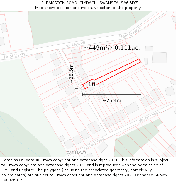 10, RAMSDEN ROAD, CLYDACH, SWANSEA, SA6 5DZ: Plot and title map