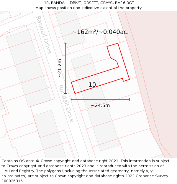 10, RANDALL DRIVE, ORSETT, GRAYS, RM16 3GT: Plot and title map