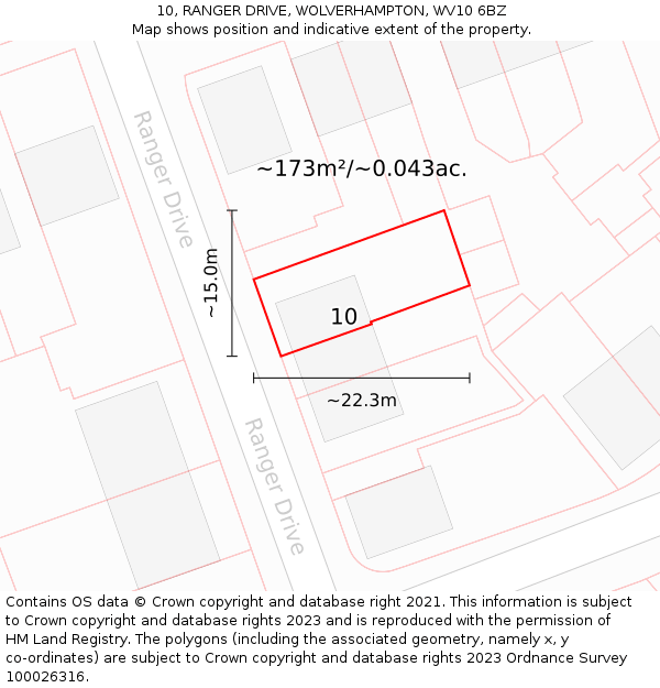 10, RANGER DRIVE, WOLVERHAMPTON, WV10 6BZ: Plot and title map