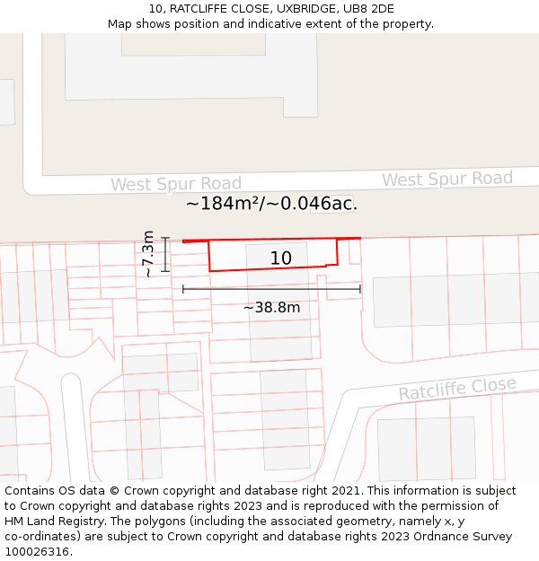 10, RATCLIFFE CLOSE, UXBRIDGE, UB8 2DE: Plot and title map