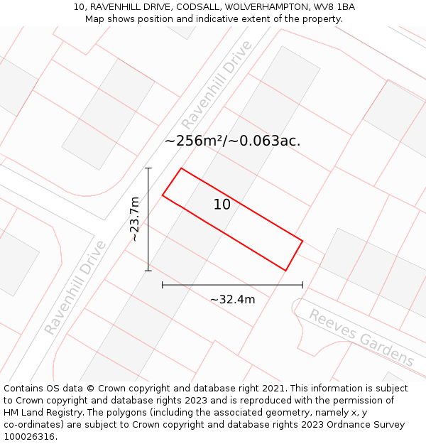 10, RAVENHILL DRIVE, CODSALL, WOLVERHAMPTON, WV8 1BA: Plot and title map