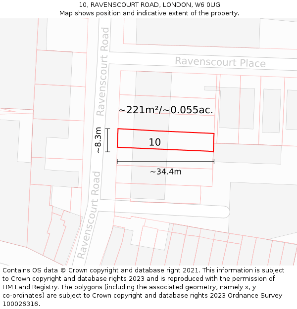 10, RAVENSCOURT ROAD, LONDON, W6 0UG: Plot and title map