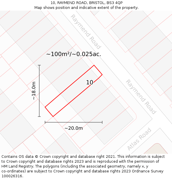 10, RAYMEND ROAD, BRISTOL, BS3 4QP: Plot and title map