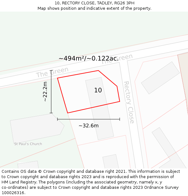 10, RECTORY CLOSE, TADLEY, RG26 3PH: Plot and title map