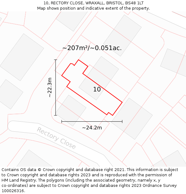 10, RECTORY CLOSE, WRAXALL, BRISTOL, BS48 1LT: Plot and title map