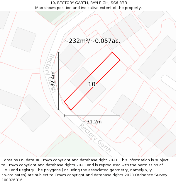10, RECTORY GARTH, RAYLEIGH, SS6 8BB: Plot and title map