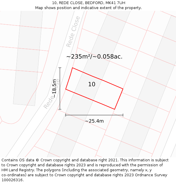 10, REDE CLOSE, BEDFORD, MK41 7UH: Plot and title map