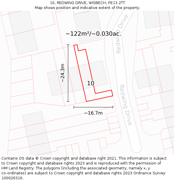 10, REDWING DRIVE, WISBECH, PE13 2TT: Plot and title map