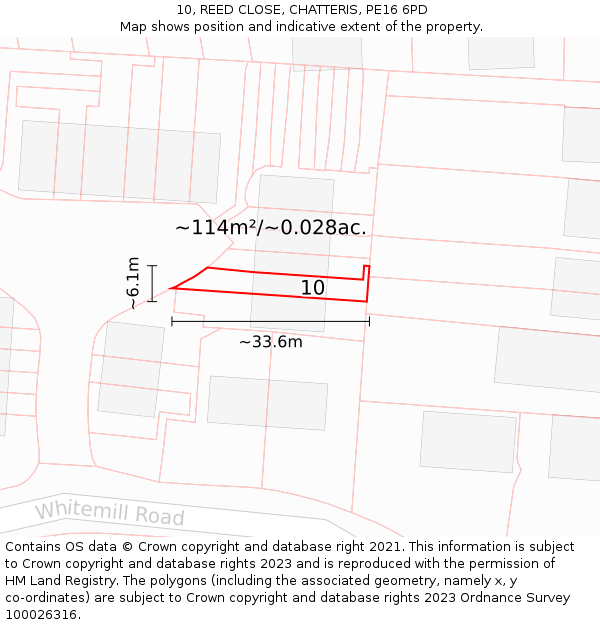 10, REED CLOSE, CHATTERIS, PE16 6PD: Plot and title map