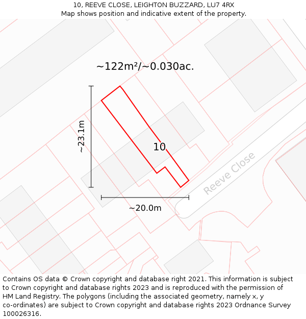 10, REEVE CLOSE, LEIGHTON BUZZARD, LU7 4RX: Plot and title map