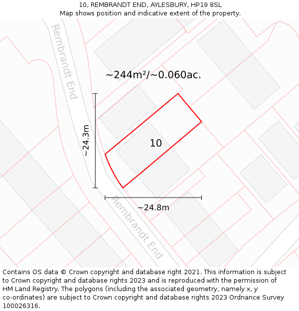 10, REMBRANDT END, AYLESBURY, HP19 8SL: Plot and title map