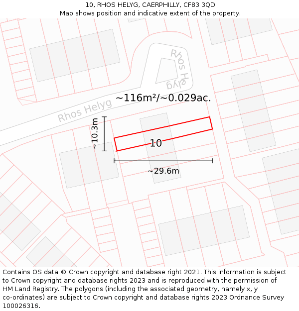 10, RHOS HELYG, CAERPHILLY, CF83 3QD: Plot and title map